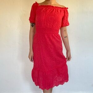 2000s vintage Betsey Johnson red prairie dress